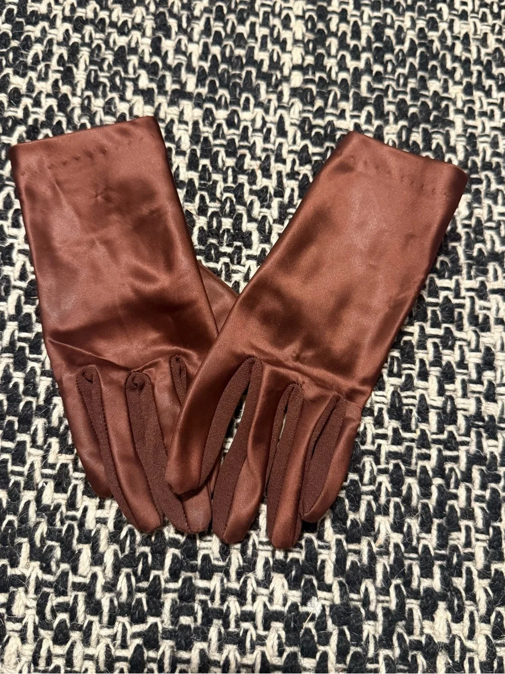 Classic Brown Satin Women's Gloves